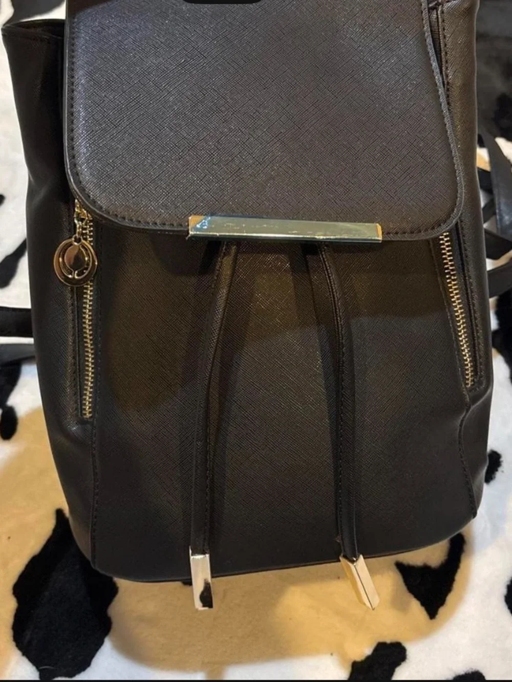 Structured Black Tote with Gold Accent - Women’s Everyday Carry